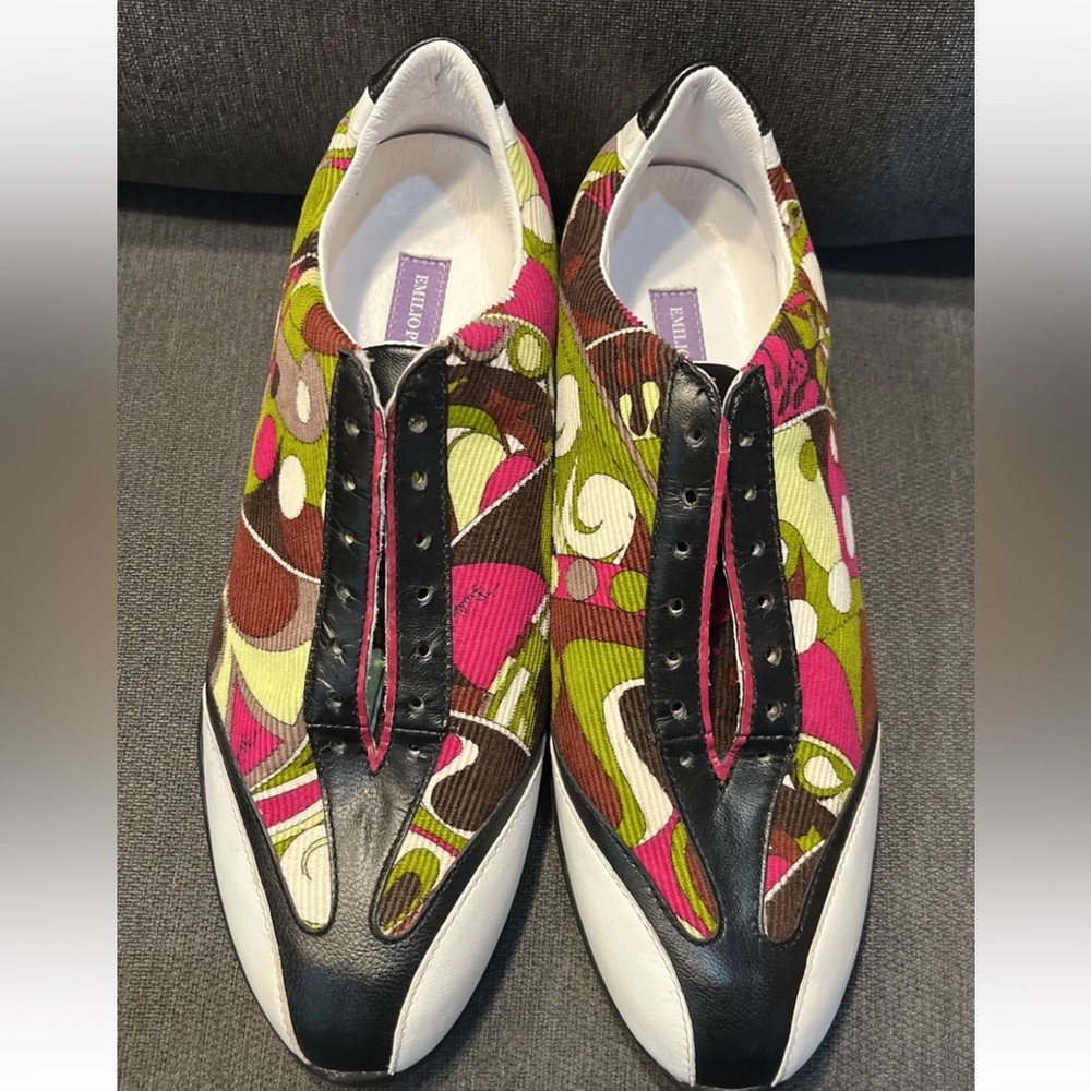Emilio Pucci Women’s Trainer Sneakers  Multicolored Sz 36 US 5 Fabric Leather